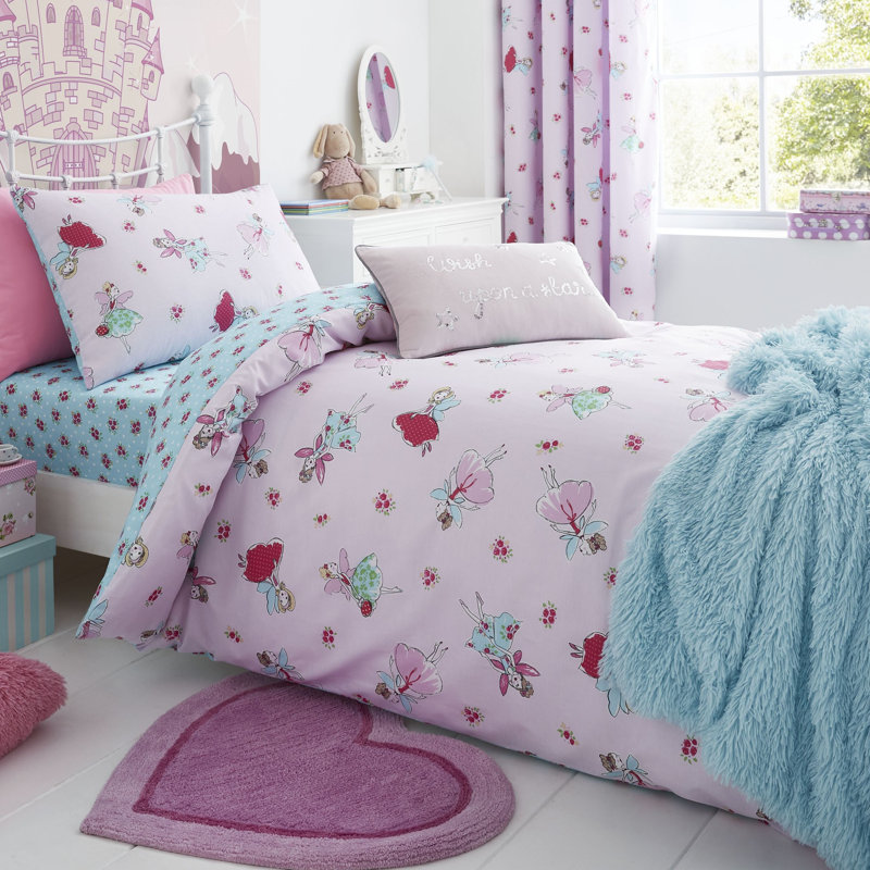 Pink/White Duvet Cover Set, Double - 2 Pillowcases