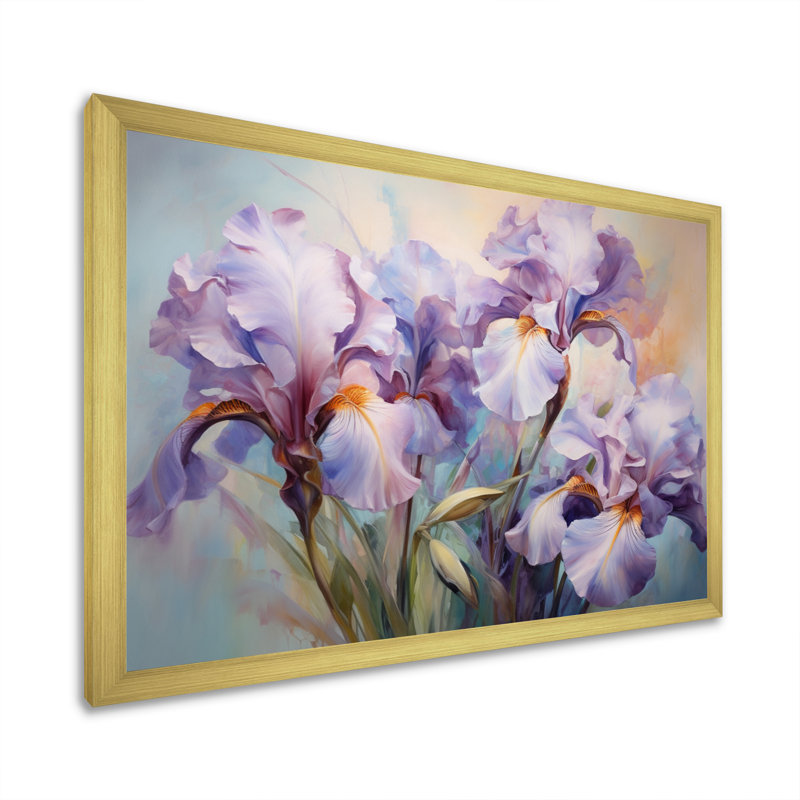 Rose, mauve, iris, impression romantique VI, H 30 po x l 40 po x P 1,5 po, Cadre doré à une seule photo