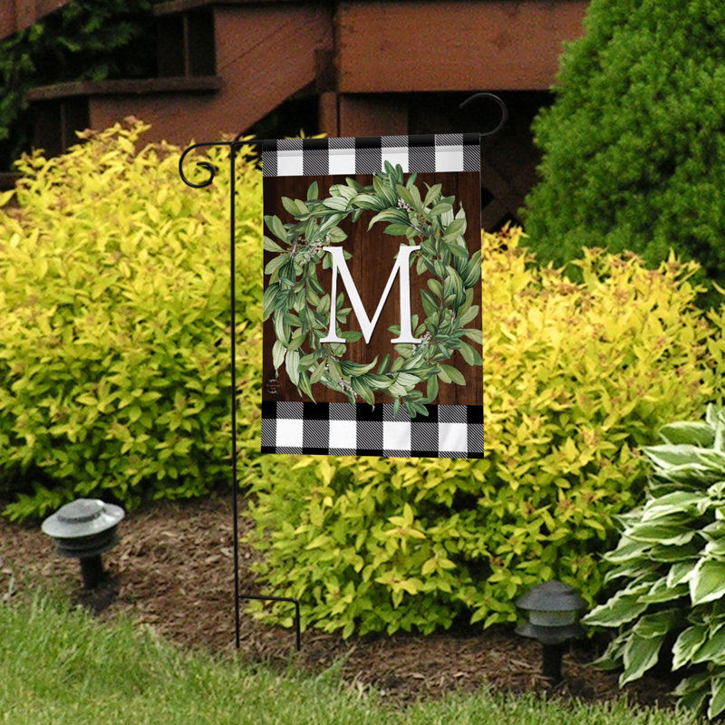 Wreath Monogram M Garden Flag