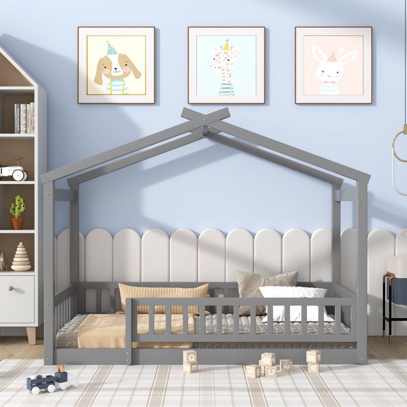 Lit pour enfant Azusa, Simple, gris