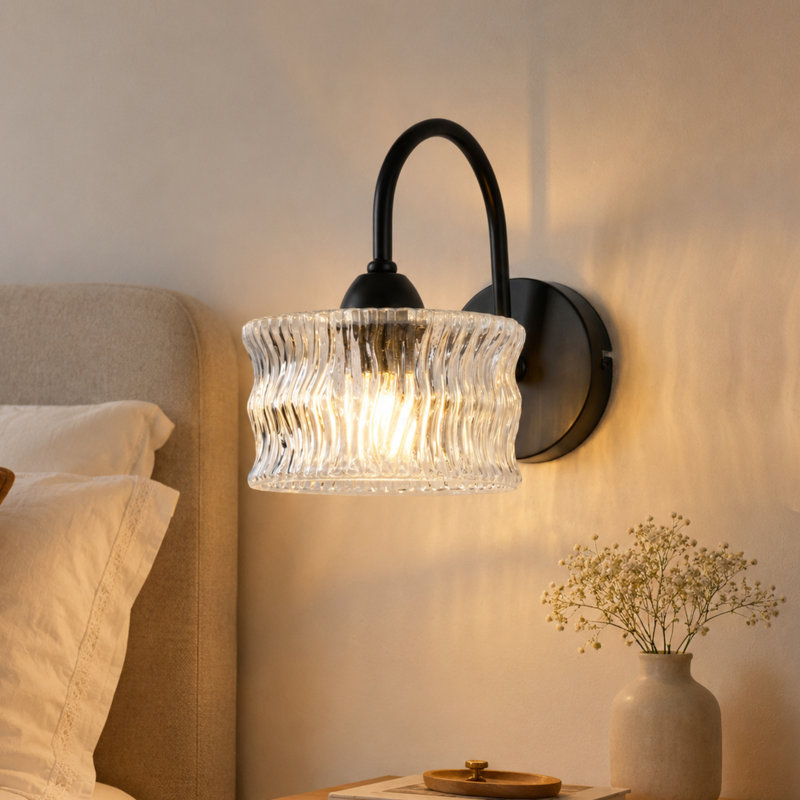 1-Light Armed Sconce with Glass Shade