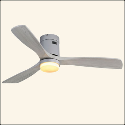 Ventilateur de plafond 52 pouces avec lumières 3 pales en bois massif avec moteur réversible silencieux et télécommande