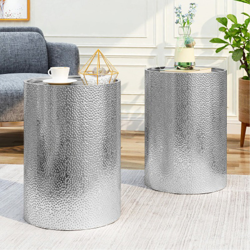 METAL SIDE TABLE-SILVER
