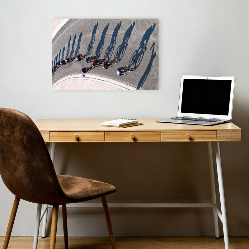 Racing Shadows Curve Abstract Contemporary Summer Landscape Wall Art Print, 12" H x 18" W