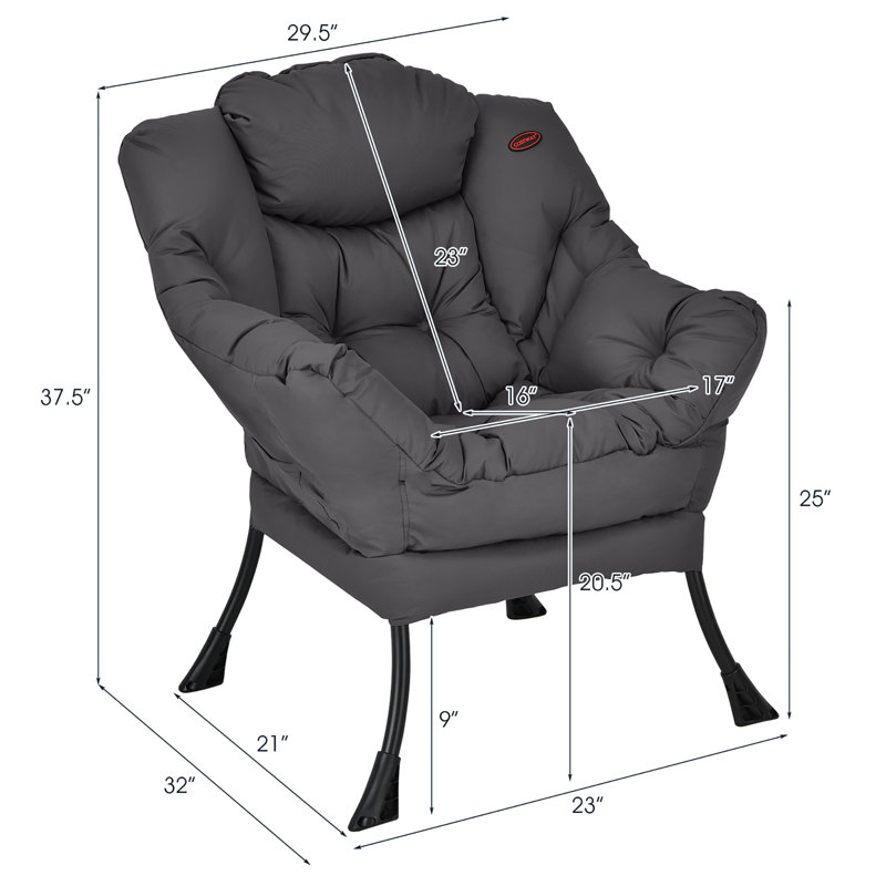 Fauteuil capitonné Irvona 74,93 cm, Polyester gris