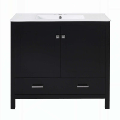 Modern Bathroom Vanity with Ceramic Sink and Abundant Storage Options