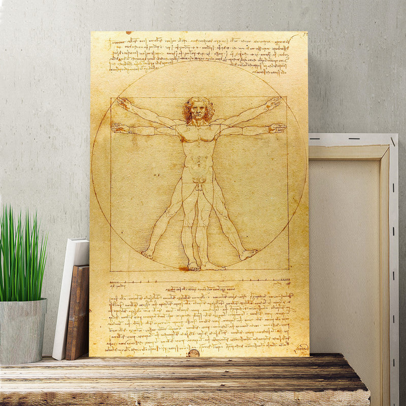 Vitruvian Man by Leonardo Da Vinci - Wrapped Canvas Painting, 60cm H x 40cm W