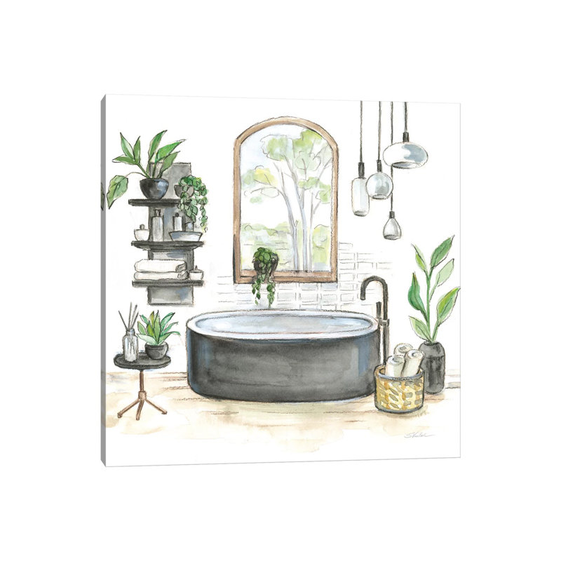 Baignoire noire I, Toile tendue, H 12 po x l 12 po x P 1,5 po, Aucun mat