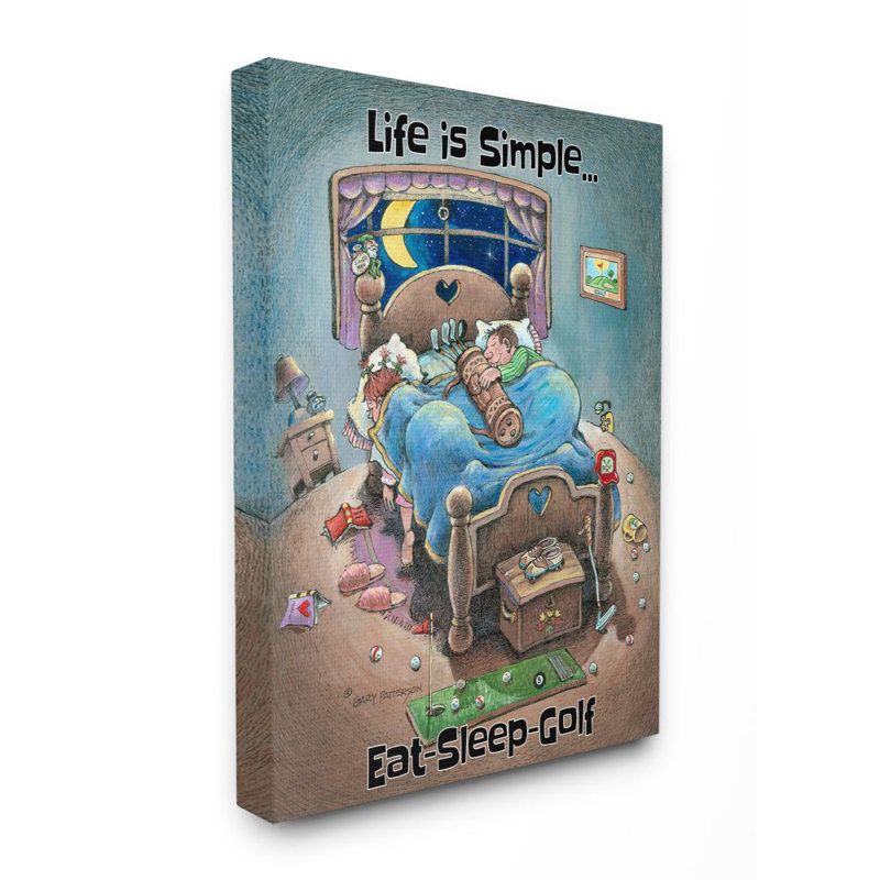 « life is simple amusant golf drawing sports design » par gary patterson, impression, H 20 po x l 16 po, Toile