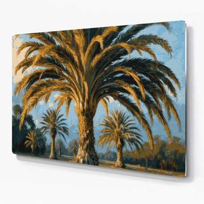 Botanical Date Palm Brown Metal Wall Art