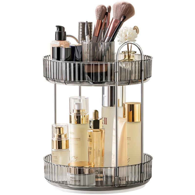 Aviezri Plastic Makeup Organiser, Silver/Black