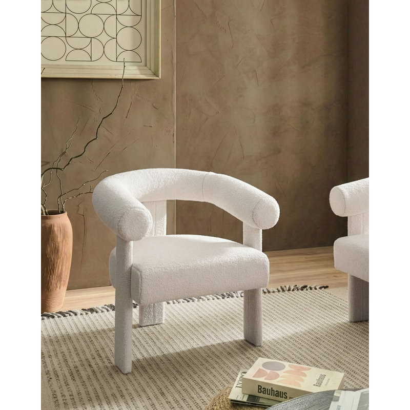 Armchair Aliany Boucle, White
