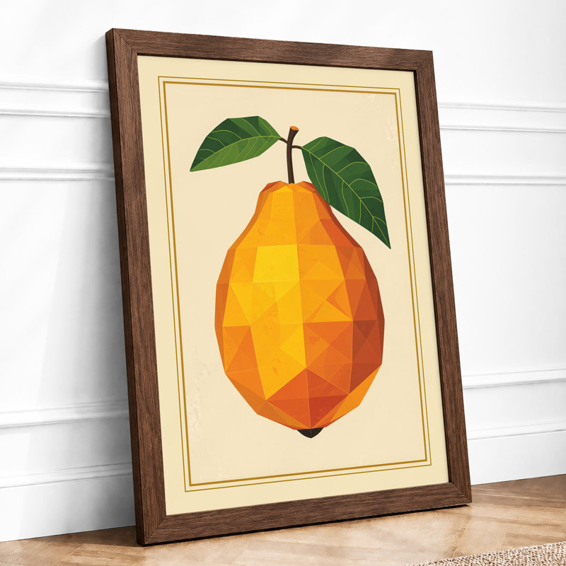 Geometric Pear Study Modern - Framed Print, Walnut, A4 - 29.7 x 21.0 cm