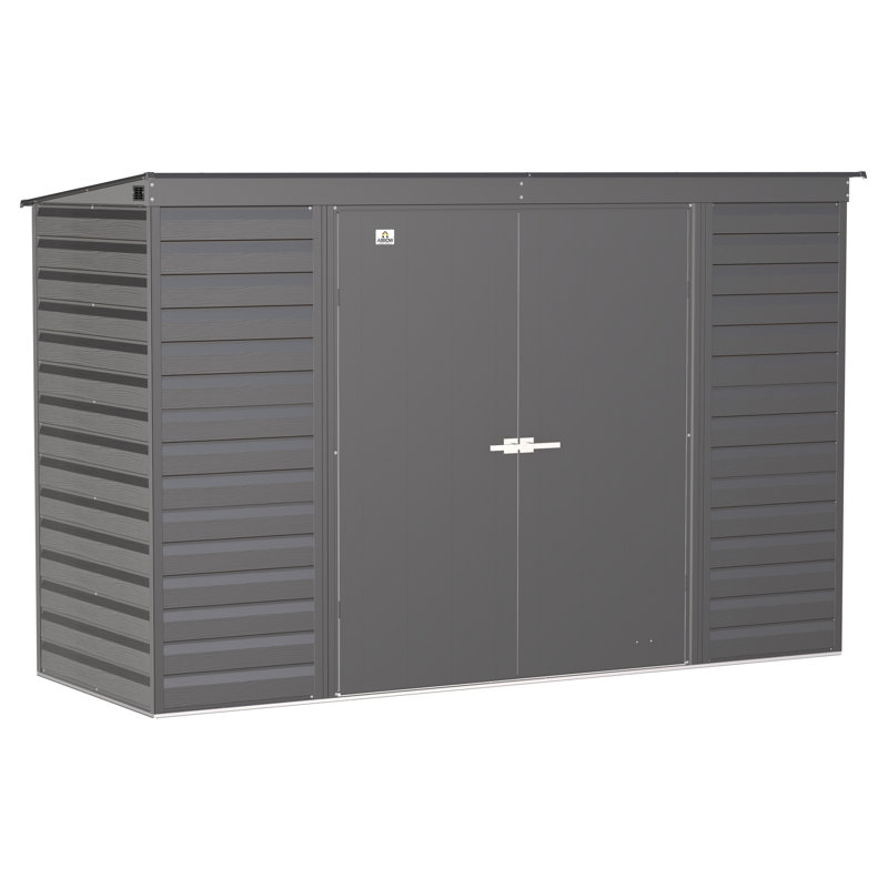 Select Steel Storage Shed Steel Storage Shed, 10X4, Charcoal, Charcoal