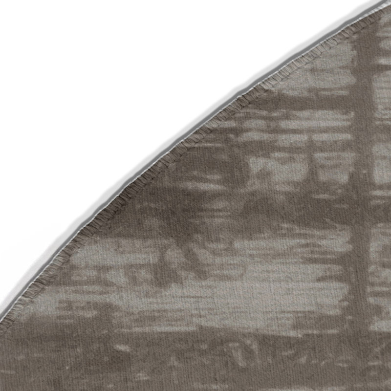 Tapis gris abstrait intérieur et extérieur, Rond 5 pi