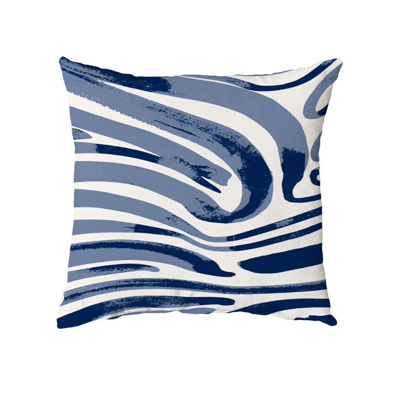 Tropical Resort Damask Reversible Throw Pillow, 18" x 18" , Navy Blue Animal Print