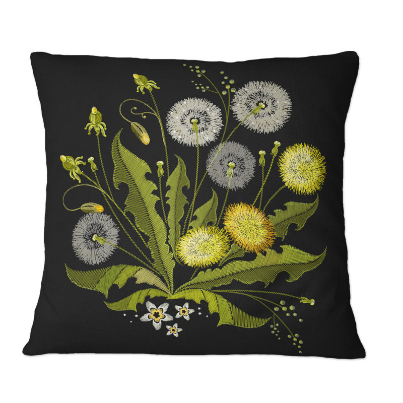 Floral Throw Pillow, 16"x16"