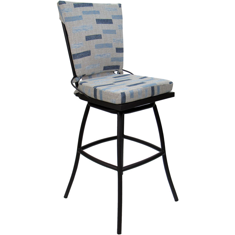 Tabouret d'extérieur 34 po avec coussin Masiyah, Noir, Extra Tall (34" Seat Height)