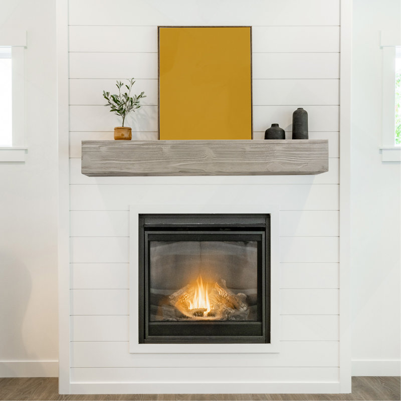 Manteau de cheminée 72 "en bois rustique, tablette murale et flottante pour décoration intérieure
