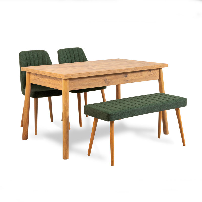 Caruso 4 - Person Dining Set, Atlantic Pine, Atlantic Pine,  Green