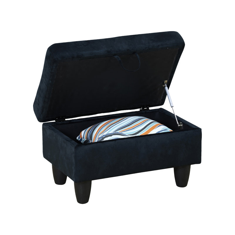 Richell Upholstered Ottoman, Midnight Blue, Black