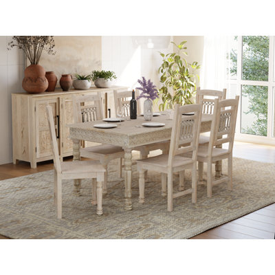 Aarohi 6 - Person Solid Wood Top Four Leg Base Dining Set