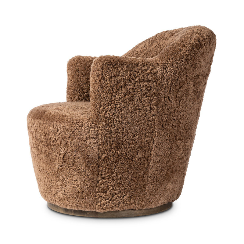 Aurora 26" Wide Swivel Armchair, Amber Shearling