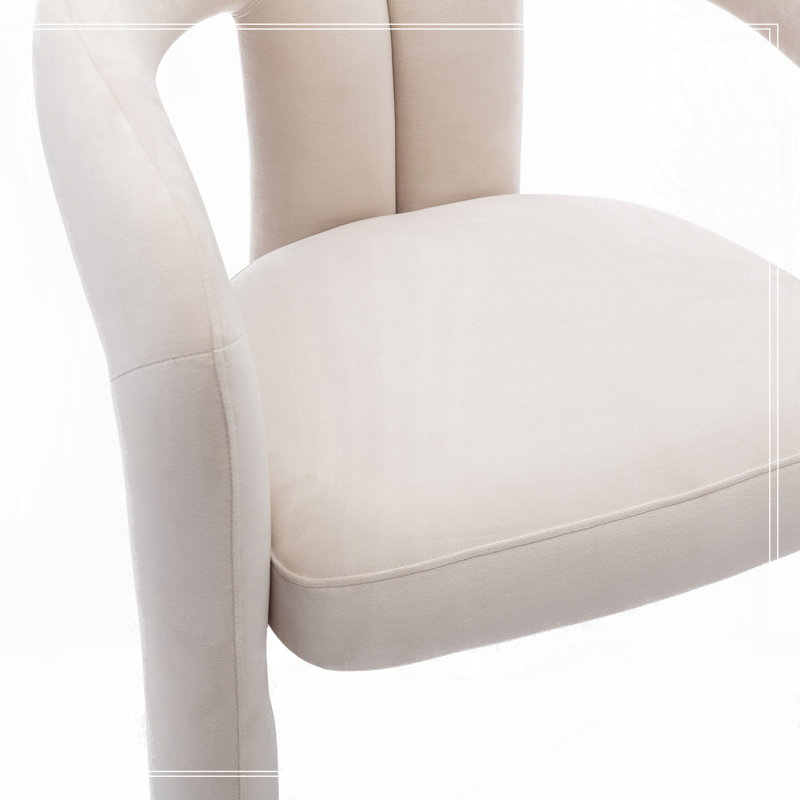Fauteuil de cuisine en velours rembourré, Beige