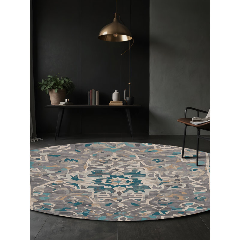 Machine Washable Green Area Rug, Round 3'