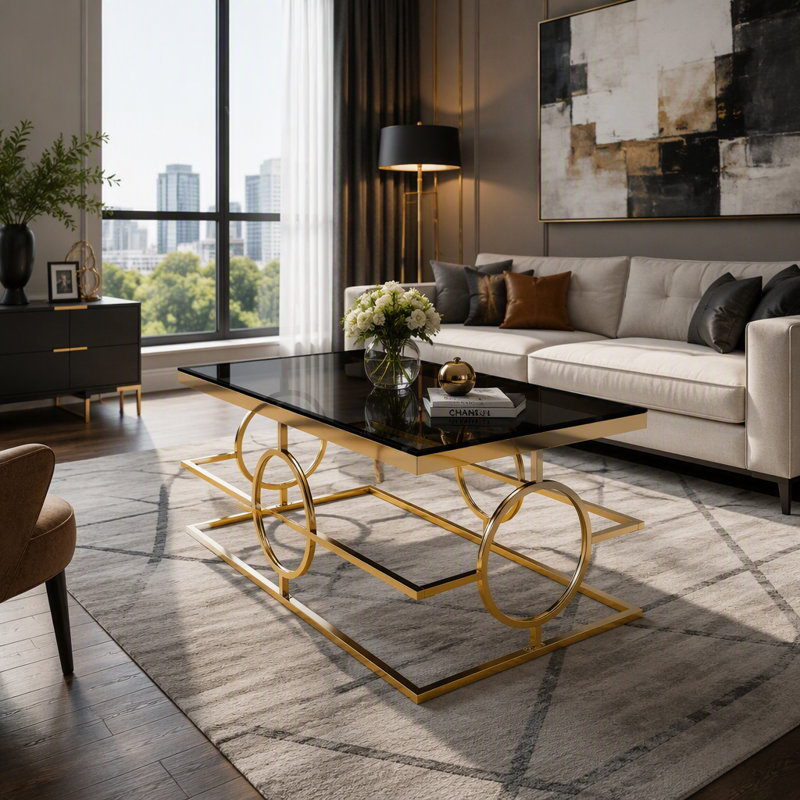 Table basse en verre Luxury, Noir