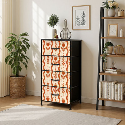 Commode verticale 4 tiroirs avec tiroirs en tissu