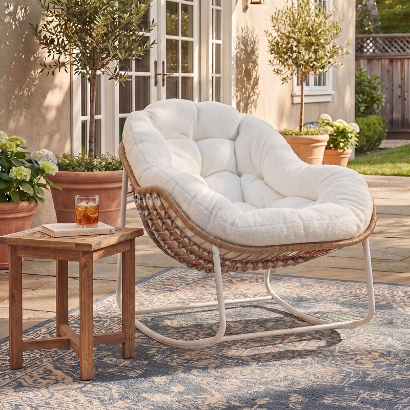 Chaise d'extérieur Cadynce, Blanc/naturel, Crème, crème