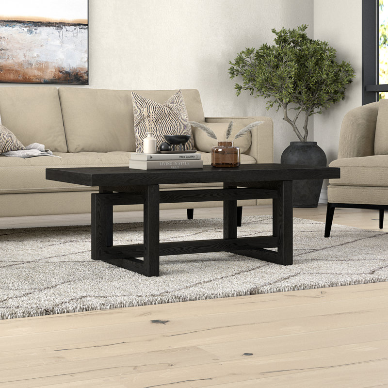 Cesily 47" Wide Rectangular Coffee Table, Black