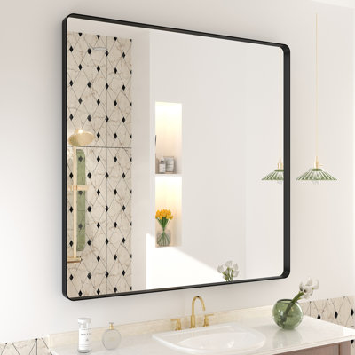 Aevar Tempered Glass and Aluminum Alloy Framed French Cleat Mounted Wall Mirror