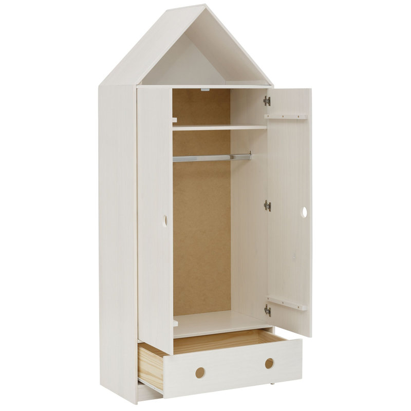 Antunez 2 Door Solid Wood Wardrobe, White