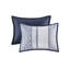 Édredon bleu marine - 7 pièces avec des motifs géométriques traditionnels et des taies décoratives assorties de luxe