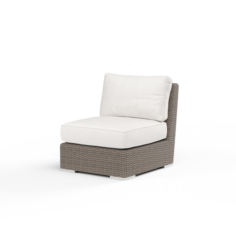 Coronado Premium All-Weather Wicker Outdoor Armless Lounge Chair , Sunbrella® Cushions Included, Canvas Flax Sunbrella®