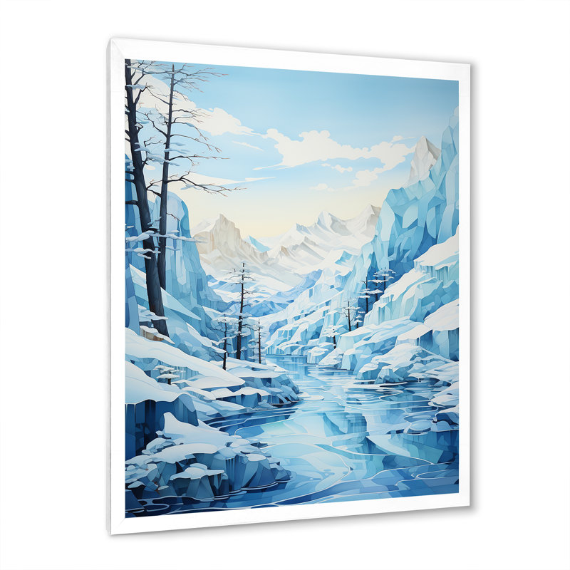 Glacier bleu glacier - Paysage et nature, art mural, Cadre photo blanc, H 32 po x l 16 po x P 1 po
