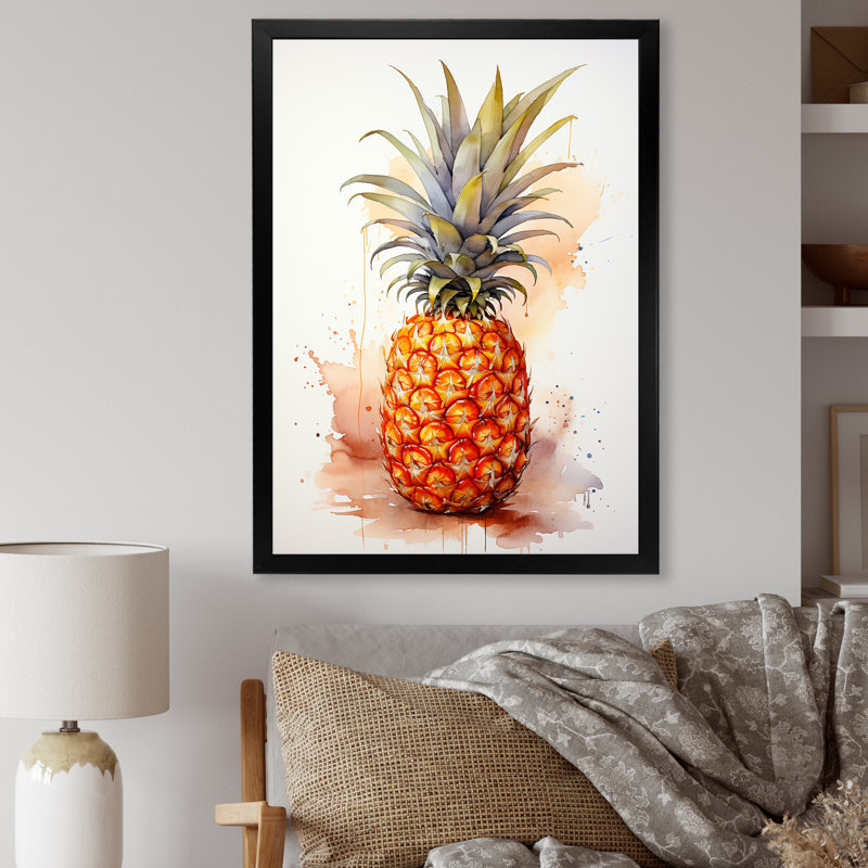 Pineapple Paradise I - Pineapples, art mural, Cadre simple noir, H 20 po x l 12 po x P 1 po