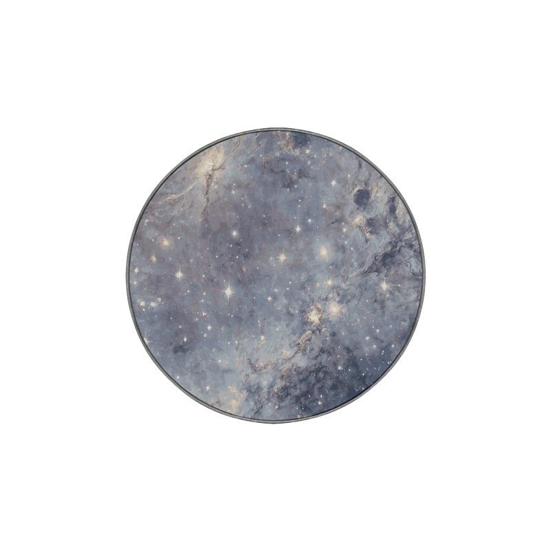 Tapis gris soyeux et moelleux, Rond 8 pi