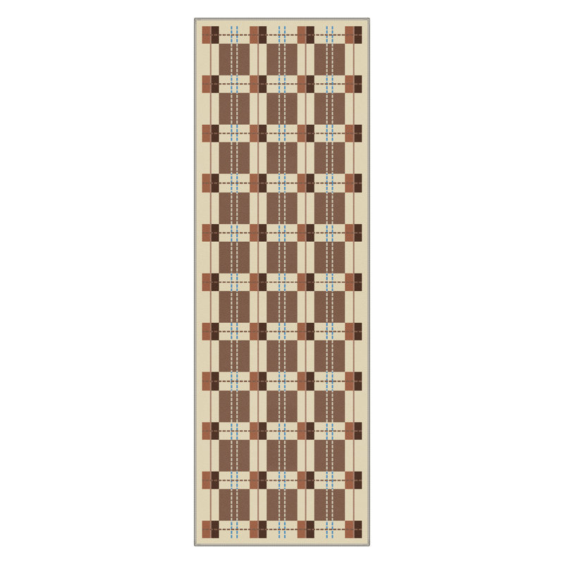 Prolr Modern Geometric Machine Washable Beige/Brown Indoor Area Rug with Non-Slip Backing, Runner 2'6" x 8'