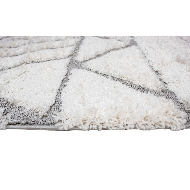 Tapis ivoire à motif géométrique Monaco, Tapis de couloir 2 pi 8 po x 9 pi 8 po