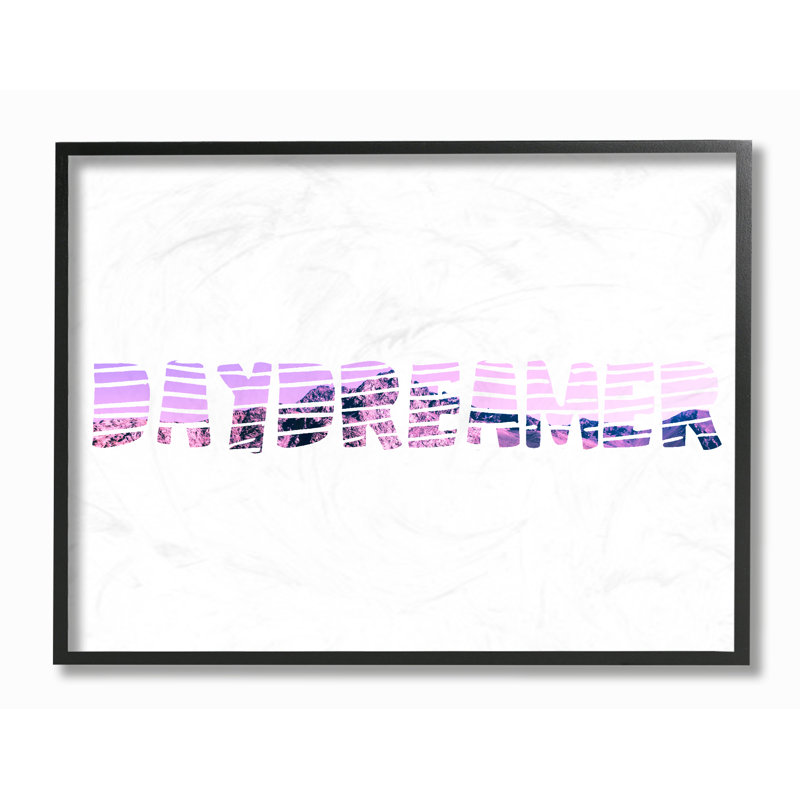 « daydreamer graphic color typographie cool », art textuel encadré, H 11 po x l 14 po, Giclée encadrée noir minuit