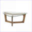 Table basse Mid-Century Triangle avec base en bois de pacane et amp; Plateau en verre trempé, capacité de 75 lb pour le salon