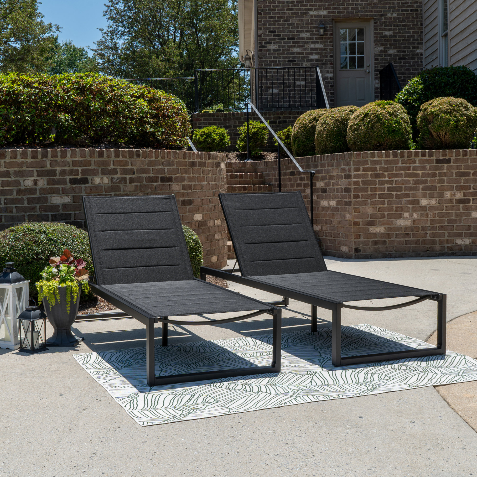 Armando Aluminum Outdoor Chaise Lounge, Black