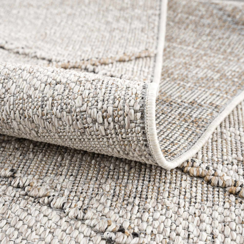 Uxbridge Geometric Outdoor Gray Area Rug, Runner 2'7" x 7'3"