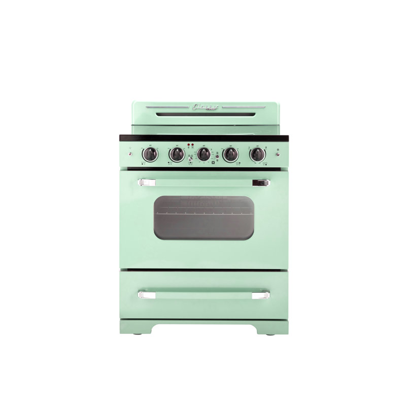 Classic Retro 30" 5 Element 3.9 cu. ft. Freestanding Electric Glass Top Range with Convection Oven, Summer Mint Green