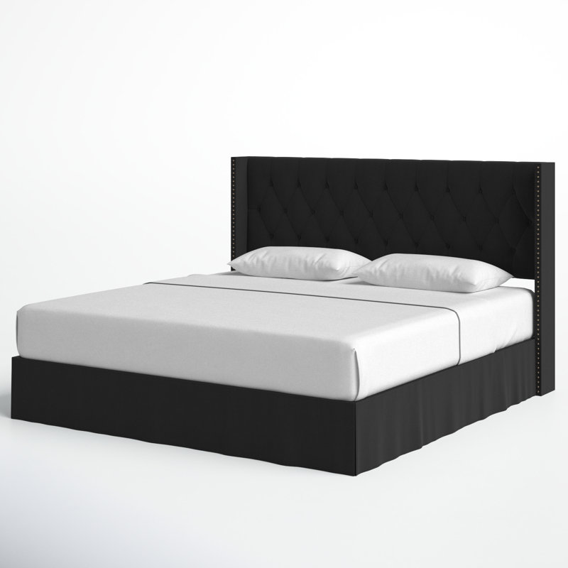 Bellavia Tufted Upholstered Panel Bed, Black, King