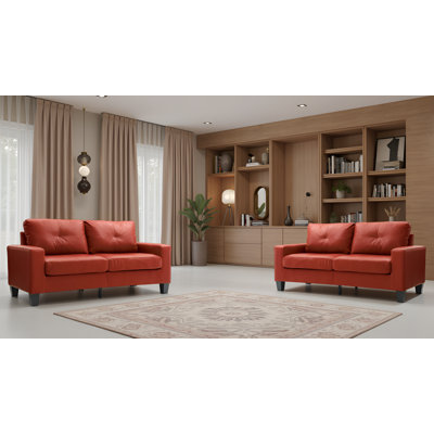 Ensemble de 2 canapés modulaires en similicuir rouge Swansea