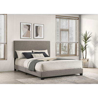 Efram Taupe Upholstered Queen Panel Bed